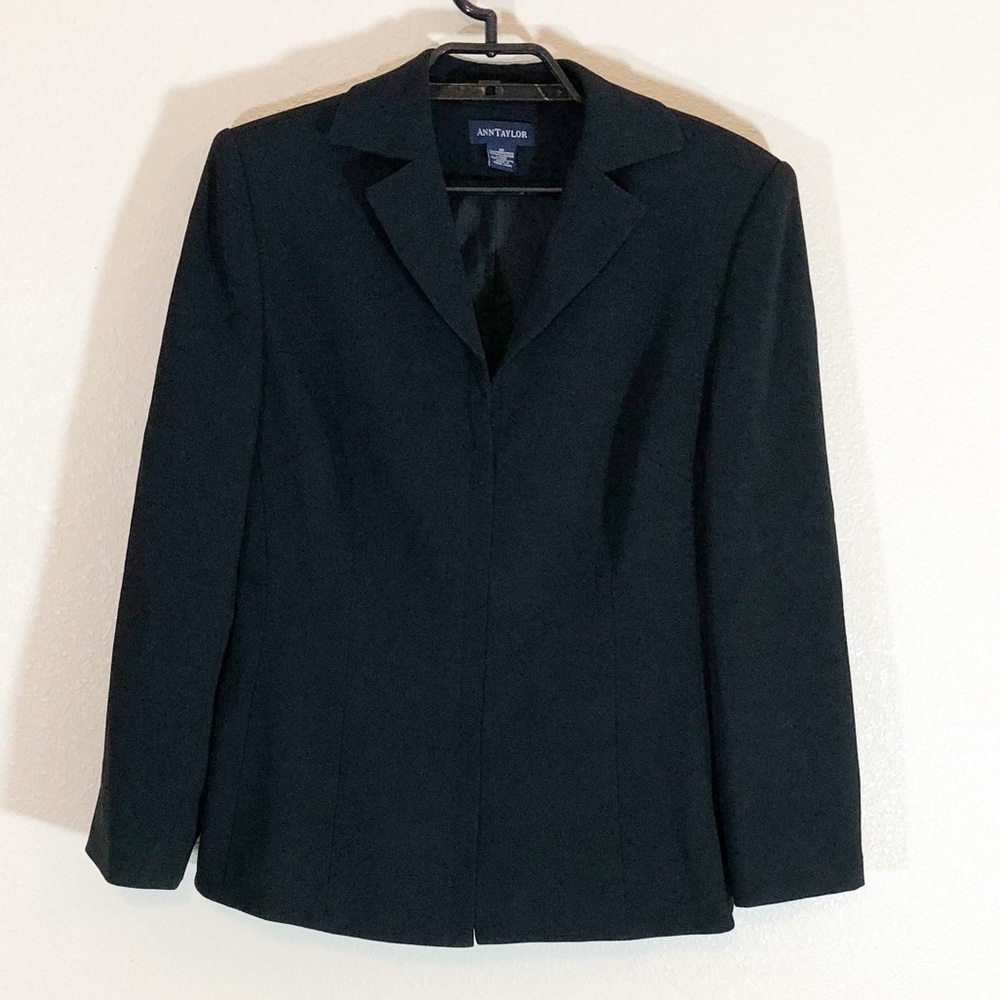 💐Ann Taylor Sz 12 Black Zip Front Blazer